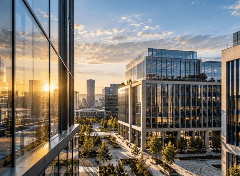 Golden-Hour Modern Office District (1)